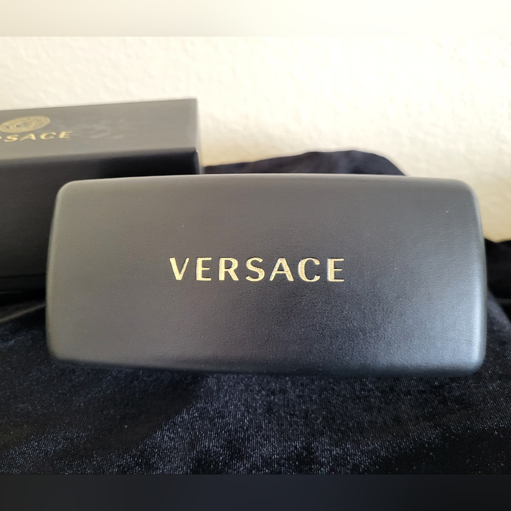 Versace Hard Cover Black Eyeglasses  Case with Gold Logo